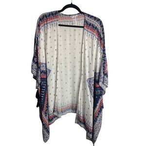 Xhilaration Size L Kimono Top Bandana Print Boho Hippie Festival Tassels America